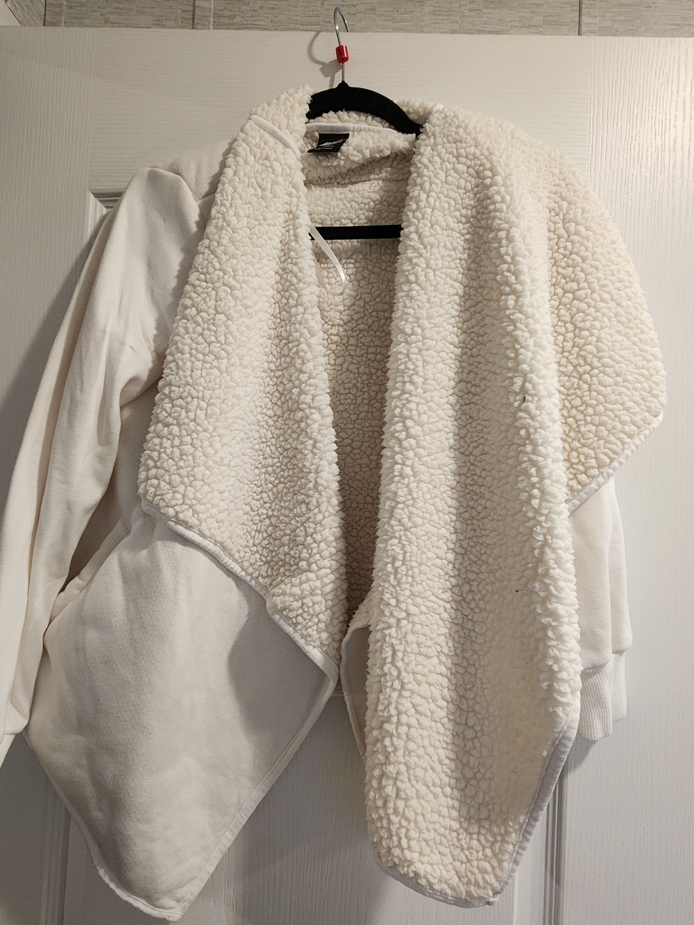 Avia Cream Sherpa-Lined Open Front Cardigan M Euc